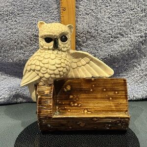 Owl Business Card Holder Ceramic Vintage